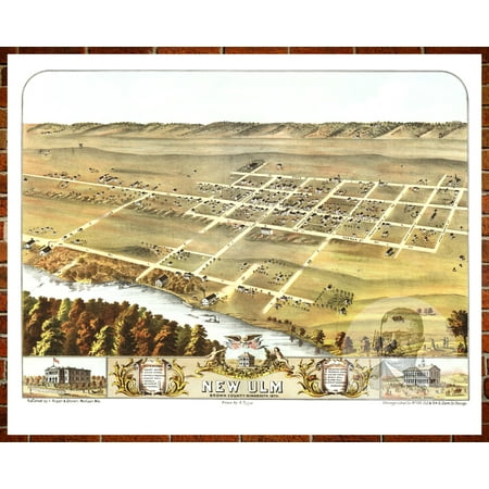 Ted s Vintage Art Map of New  Ulm  MN  1870 Old Minnesota  