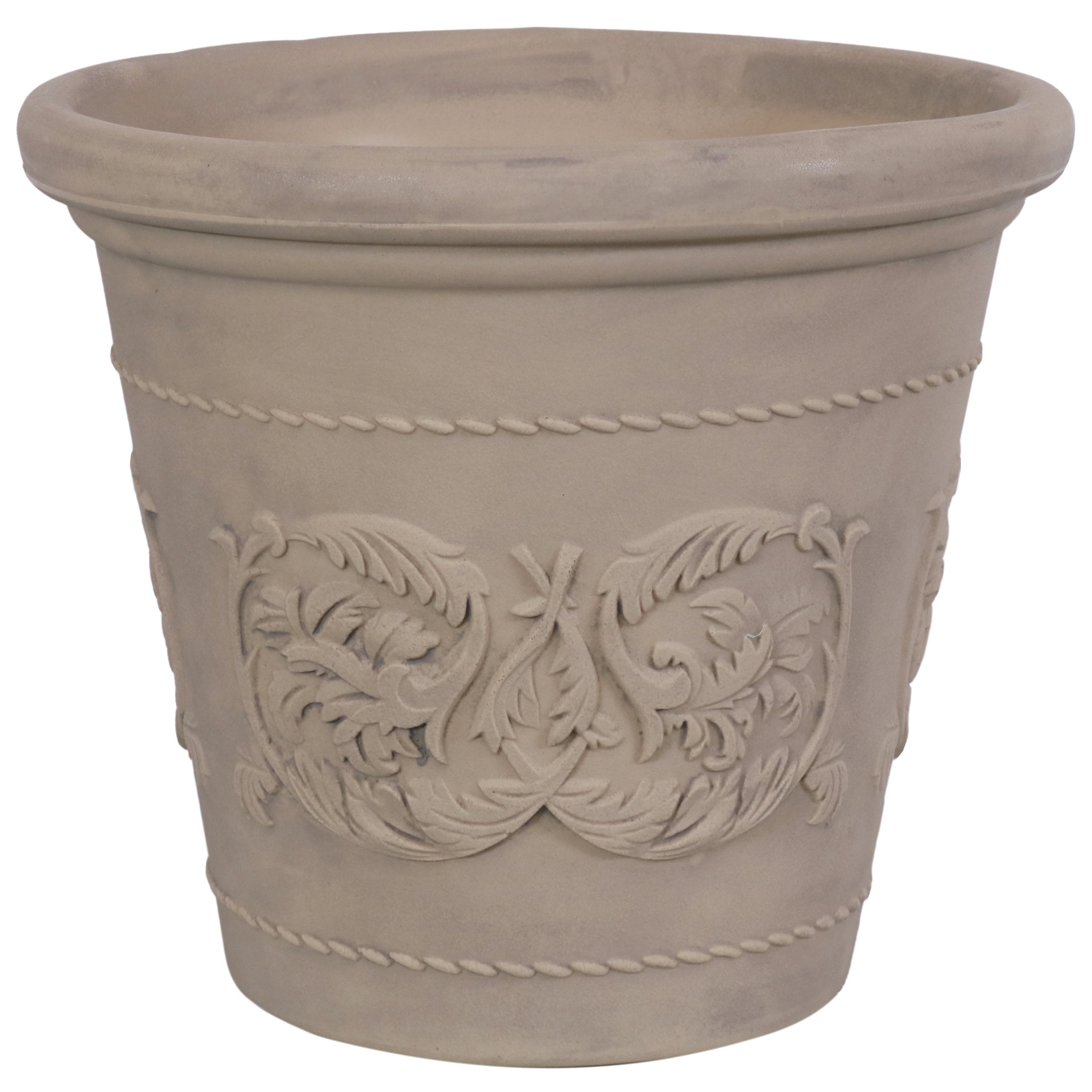 Sunnydaze Arabella 19.5" x 19.5" x 17.5" Round Beige Polyresin Outdoor Planter Pot