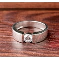 thumbnail image 2 of Solitaire Diamond Tension Set Wedding Anniversary Ring, Unisex Diamond Engagement Ring, Perfect Proposal Ring, 1.6 Ct Simulated Diamond, 925 Sterling Silver, Ring For Special Occasion, 2 of 5