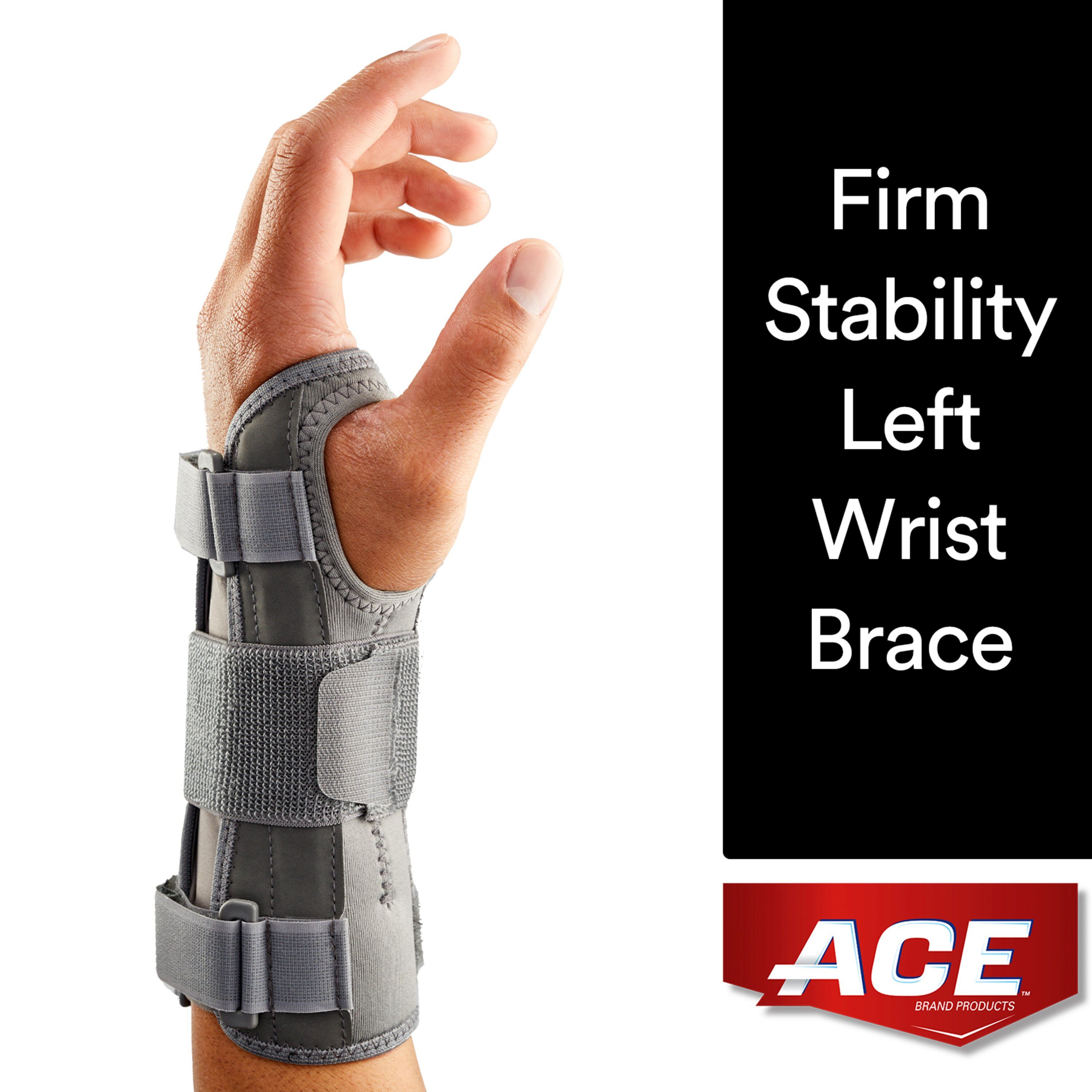 ACE Brand Deluxe Wrist Brace, Left Wrist, Firm Stability, All Day Wear