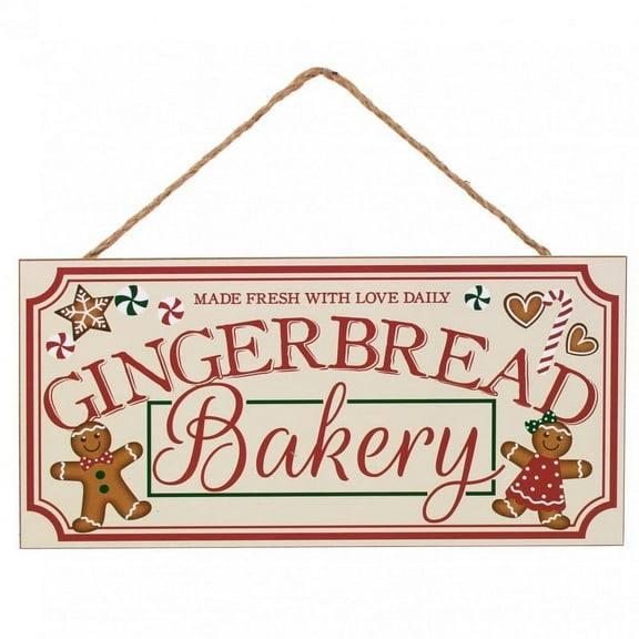 Wooden Sign Gingerbread Bakery Hanging Wall Art Sign Rustic Wooden Wall Signs Decorative Wood Sign Home Kitchen Decor 12X6 In