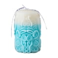thumbnail image 2 of Vela perfumada con forma de columna romana geométrica navideña, elegante degradado azul y blanco con estrellas para decorar el hogar o regalar, con cera aromática para árboles navideños., 2 of 6