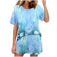 thumbnail image 1 of Conjunto de Pijama de las Mujeres de Moda Casual Color Sólido Manga Corta Cuello Redondo Top Y Pantalones, 1 of 6