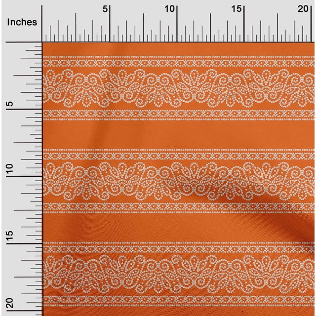 oneOone Polyester Lycra Orange Fabric Floral Bandhani Craft Projects Decor Fabric Printed By The Yard 56 Inch Wide