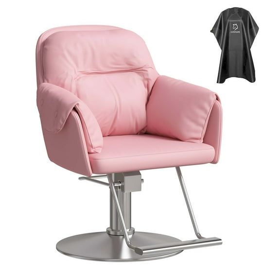 Hair Salon Chair with Adjustable Height & 360 Degrees Rolling Swivel Ergonomic Styling Chair, Pink