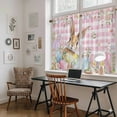 thumbnail image 5 of Easter Kitchen Curtain for Berdoom Living Room Cafe 54 Inch Length, Spring Rabbit Eggs Nature Botanicals Pink Plaid Tiers Curtains Light Filtering Drapes Window Treatment 2 Panels 52"Wx54"L, 5 of 8