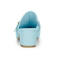 thumbnail image 2 of BLISSFUL STEP Women's Shoes Buckle Strap Pointed Toe Chunky Heel PU Vamp Mule Shoes Sky Blue 10, 2 of 7