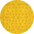 thumbnail image 1 of Ahgly Company Indoor Round Abstract Yellow Modern Area Rugs, 3' Round, 1 of 4