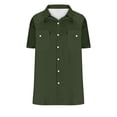 thumbnail image 5 of Men's Short Sleeve Button Down Shirt Casual Blouse Top with Pocket Vintage Turndown Collar Loose Fit for Business Casual Vacation Beach Holiday Office Work | Ihhxva,Army Green L, 5 of 9