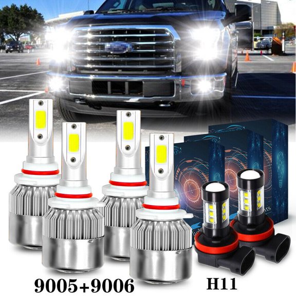For Ford F150 2015 2016 2017-2020 6000K LED Front Headlight & Fog Lights Bulbs