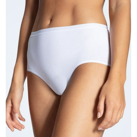 Women s Calida 21375 Natural Comfort Cotton High Waist Brief Panty (White XS)
