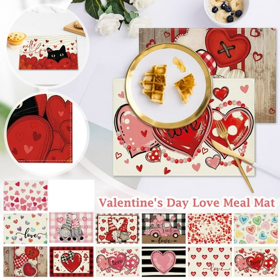 Artoid Mode Valentine's Day Placemat Red Love Wedding Holiday Table Mat 1 Count