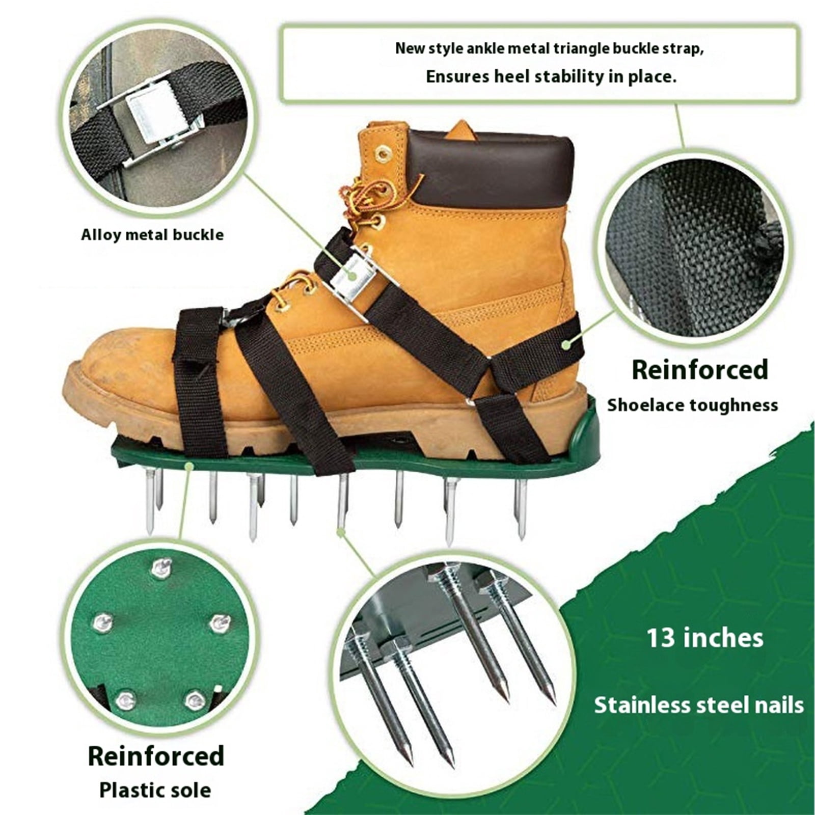 Breathable Aerator Footwear With Reinforced Nails Design For Secure Yard Cultivation And Oxygenation Tasks