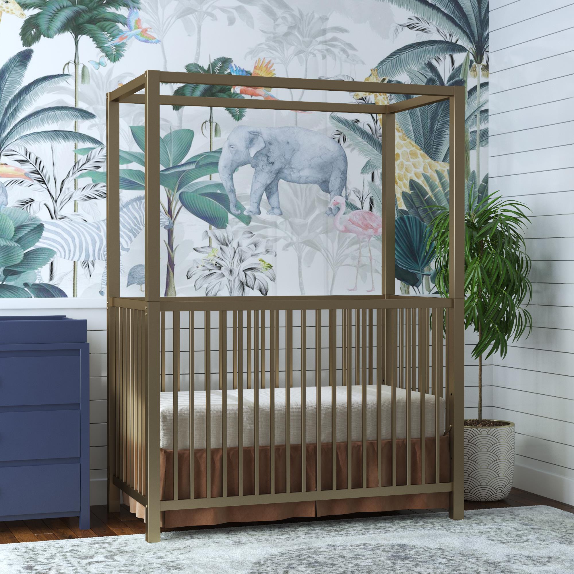 Little Seeds Monarch Hill Haven Gold Metal Canopy Crib - image 4 of 16