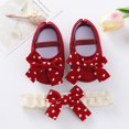 thumbnail image 1 of 2023 New Baby Girls Princess Shoes Pink Bow-knot Dress Shoes and Headband Cotton Soft-sole Non-slip Casual Toddler ShoesWhite11(10.5cm) He Qiyong unisex, 1 of 1