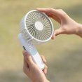 thumbnail image 3 of Mini Portable USB Rechargeable Pocket Fan, White, 3 of 5