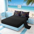 thumbnail image 4 of Manfei Rainbow Sea Turtle Bedding Comforter Set for Kids Boys and Girls, Marine Animal Print Queen Bedding Sets, Black Reversible 7pcs, 4 of 6