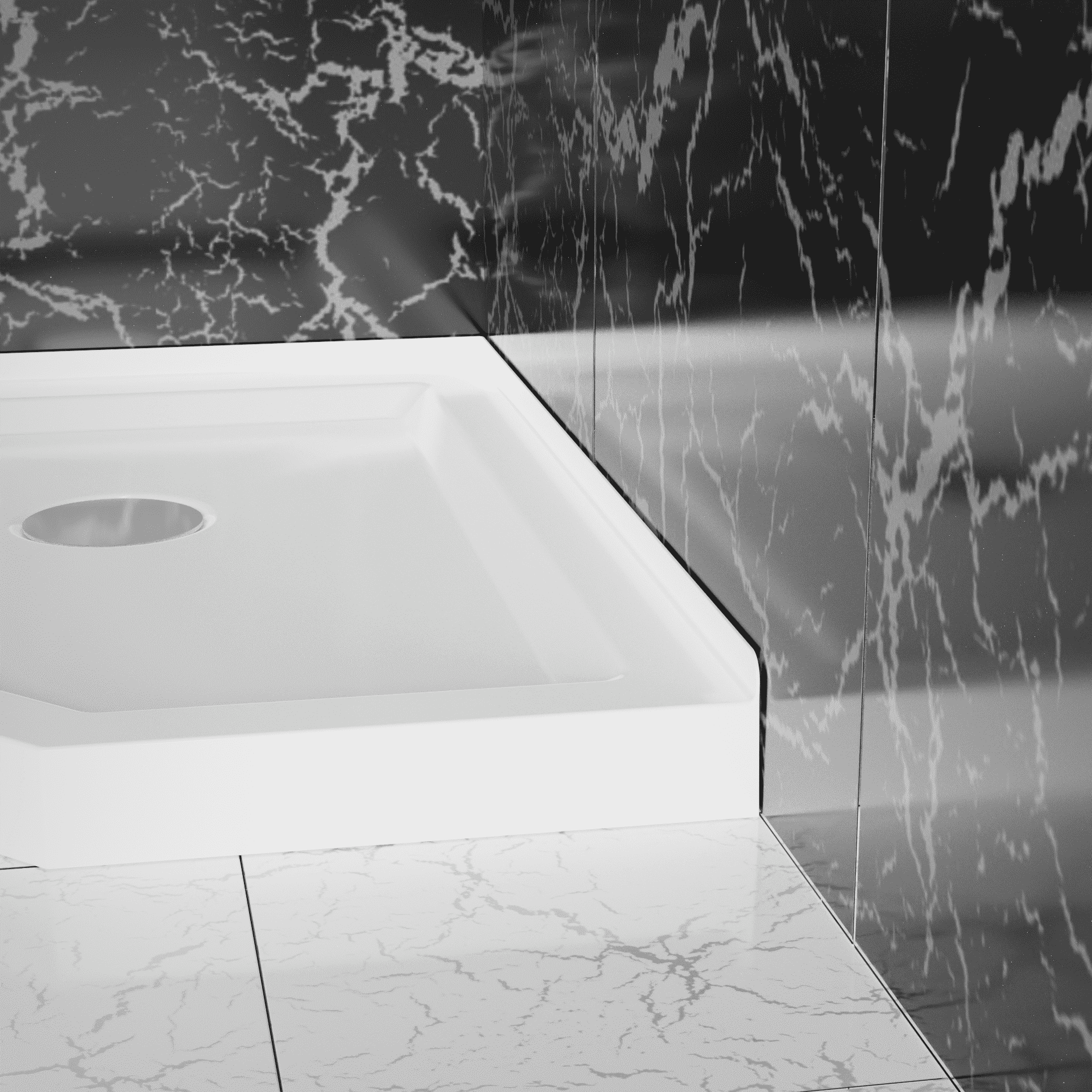 36 in. D x 36 in. W x 3.4 in. H Corner Drain Shower Base in White