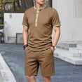 thumbnail image 2 of CONZONE Men's 2 Pieces Outfits Solid Color Short Sleeve T-Shirts Shorts Set for Men Breathable Summer Tracksuit, 2 of 4