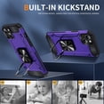 thumbnail image 2 of JTCASES for iPhone 15 Armor Case, Built-in Rotatable Kickstand Anti-slip Bumper Heavy Duty Protective Hybird Shockproof Anti-fall Shell Car Mount, Purple, 2 of 8