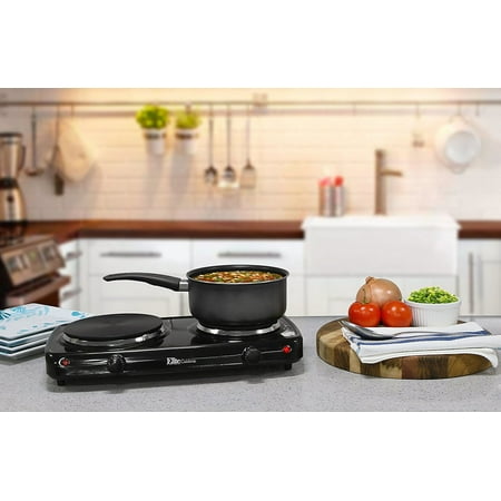 Elite Gourmet - Electric Double Cast Burner - Black