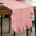 thumbnail image 3 of Tcwhniev Cotton Ruffled Table Runner 13.7x71 Inch, Rustic Farmhouse Decor for Wedding, Birthday Party & Kitchen Table,Pink, 3 of 11