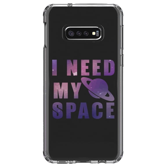 DistinctInk Clear Shockproof Hybrid Case for Samsung Galaxy S10e (5.8" Screen) - TPU Bumper Acrylic Back Tempered Glass Screen Protector - I Need My Space - Astronomy