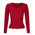 thumbnail image 6 of Annhoo Knitted Tops for Women Casual Slim V Neck Long Sleeve Pullover Shirts Fall Comfy Soft Sweater Blouses, 6 of 6