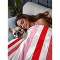 thumbnail image 3 of Red Pink Stripe Twim Size Flat Sheet, Wrinkleproof & Fadeproof Cooling Flat Bed Sheet Only, Geometric White Vertical Striped Breathable Soft Bedding Top Sheets 66 x 96 Inches, 3 of 8