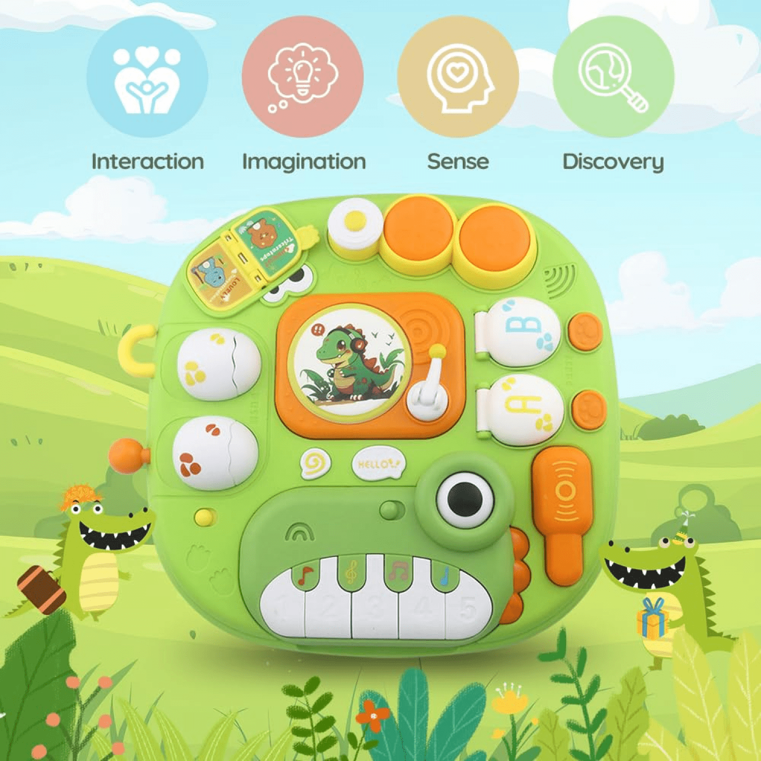 Baby Activity Table Learn Activity Center with Dinosaur Musical Piano & Light for Toddlers 18M+