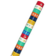 Hallmark Birthday Wrapping Paper Roll (Happy Stripes) 20 sq. ft.