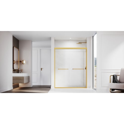 50-54 in.W x 72 in.H Double Sliding Framed Shower Door,Clear Tempered Glass,Stainless Steel Frame,Brushed Gold