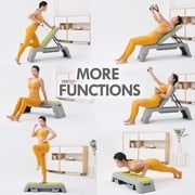 leikefitness Exercise Step Platform, Multifunctional Aerobic Deck with Cord and Adjustable Dumbbell & Weight Bench, Fitness Equipment for Workout Home Gym