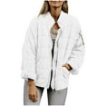thumbnail image 2 of ZQGJB Women's Causal Lightweight Quilted Jackets Long Sleeve Oversized Soft Cotton Warm Winter Full Zip Up Thicked Outwear Coat with Pockets White XXL, 2 of 6
