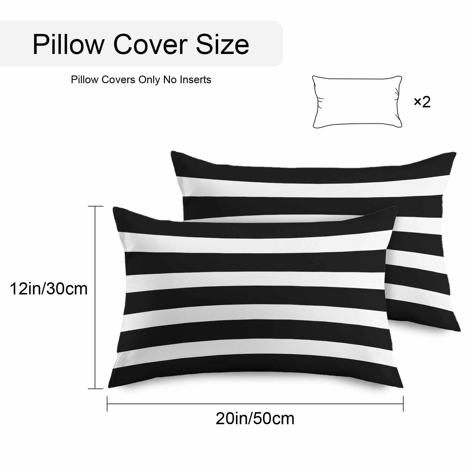 Outdoor Waterproof Throw Pillow Covers Set of 2 Black Stripes Decorative Pillowcases Lumbar Outdoor Pillows Cushion Case 20x12 Inch Modern Simple Striped Patio Pillows for Couch Sofa Bed Garden