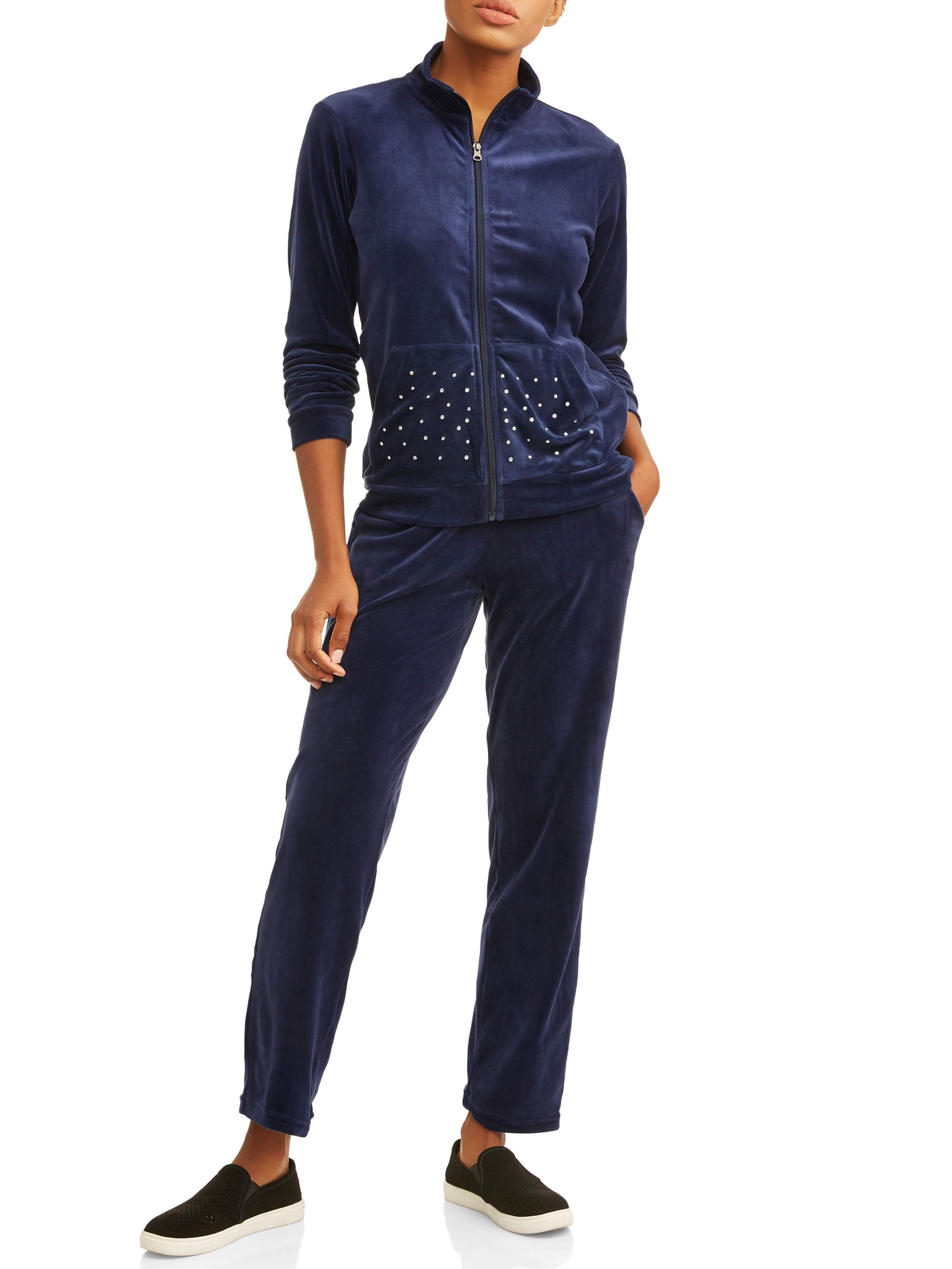 Download Cascade Blue Women's Velour Full Zip Jacket and Pant ...