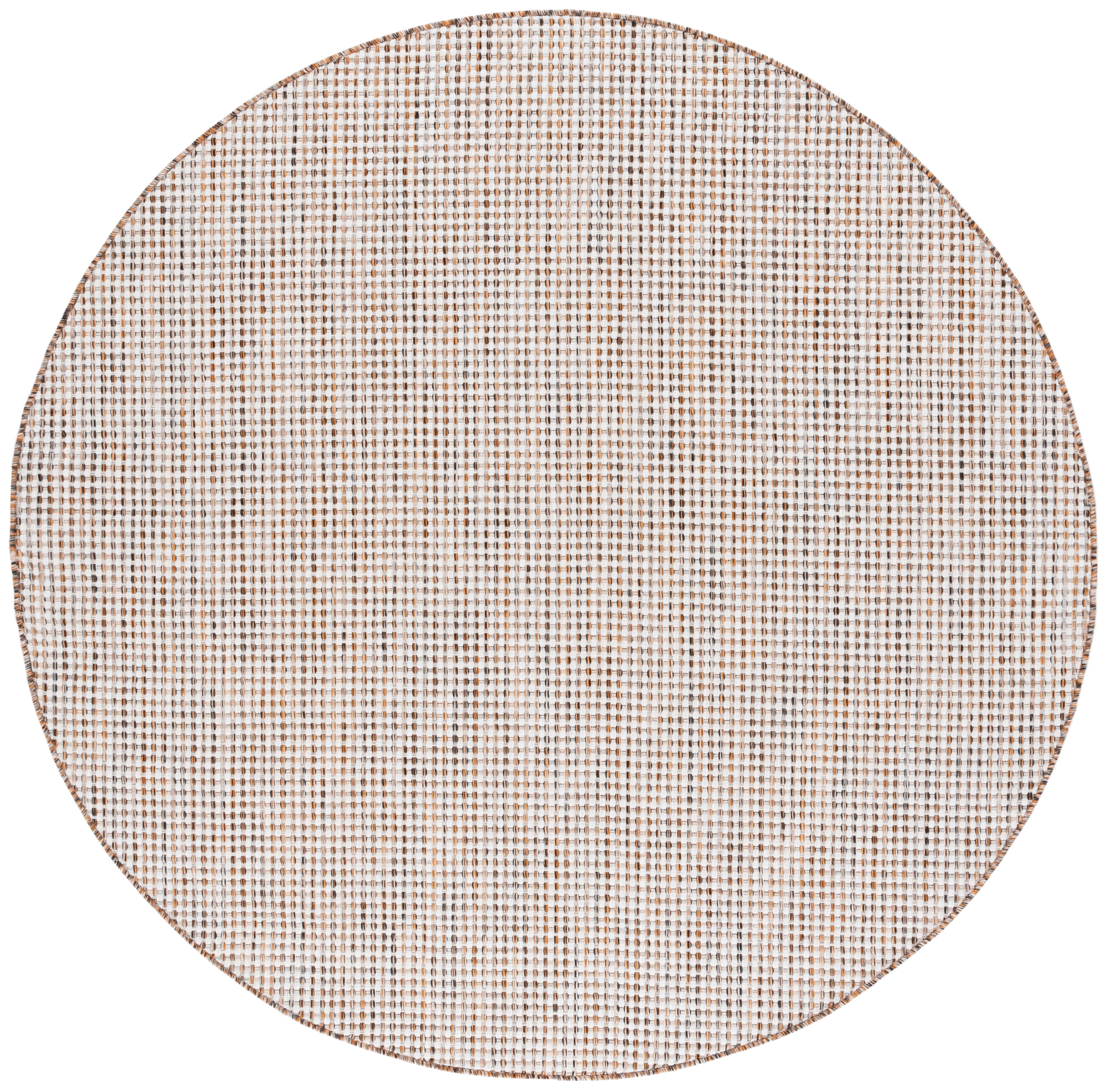 SAFAVIEH Courtyard Finola Geometric Indoor/Outdoor Area Rug, Ivory Grey/Rust, 6'7" x 6'7" Round