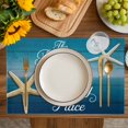 thumbnail image 4 of Summer Starfish Placemats Set of 8, Blue Wood Grain Ombre Coastal Placemats for Dining Table, Place Mats for Kitchen Tabletop, Waterproof Wipeable Dining Table Mats Set, 4 of 9