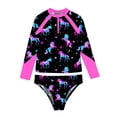 thumbnail image 3 of CHICTRY Floral Rash Guard Sets for Girls Upf 50+ Long Sleeve Swim Shirts with Brief Beach Tankini Night Pegasus 14, 3 of 5