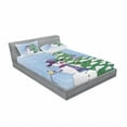 thumbnail image 3 of Christmas Bedding Set with Sheet & Covers, Snowman in the Winter Mistletoe Present Top Hat and Scarf Tree and Bird, Printed Bedroom Decor 2 Shams, 4 Sizes, Blue Green, by Ambesonne, 3 of 3