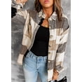 thumbnail image 2 of Asyoly Womens Flannel Plaid Shirts Jacket Long Sleeve Button Down Loose Lapel Shacket Jacket Oversized Coats With Pocket, 2 of 8