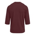 thumbnail image 6 of 3/4 Sleeve Shirt for Men Solid Color Crew Neck Baseball T-Shirts Casual Loose Fit Three Quarter Sleeve Tees Shirts Wine XXL, 6 of 6