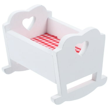 Doll House Cradle Bed Wooden Dollhouse Bassinet Mini Crib Dollhouse Furniture Tiny Furniture Doll Crib Doll Bed Baby