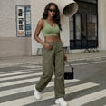 thumbnail image 4 of Soulsfeng Women's Baggy Cargo Pants Relaxed Fit Casual Cotton Pants with 6 Pockets Green Size 10, 4 of 7