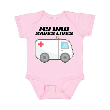 

Inktastic My Dad Saves Lives- Ambulance Gift Baby Boy or Baby Girl Bodysuit