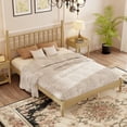 thumbnail image 1 of Queen Platform Bed - Retro Gourd Headboard - Natural Wood Frame, 1 of 8