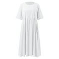 thumbnail image 4 of HXWCHs Robe Évasée pour Femme en Mélange de Lin, Robe Décontractée à Manches Courtes avec Poches Latérales, Blanc XXXXXL, 4 of 5