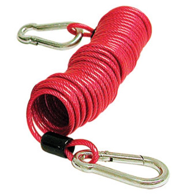 Roadmaster Câble de Sécurité pour Remorque 8603 s'Étend à 8 Pieds; avec Crochet d'Enclenchement; Simple; Revêtement Plastique Rouge; Type Enroulé