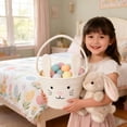 thumbnail image 6 of TUWAFE Easter Basket,Easter Bunny Baskets with Handle,Baby Gift Baskets,Egg Buckets Gifts Tote Bags Egg Hunt Basket for Kids,Boys,Girls,Toddler,Babies,Infant (White), 6 of 9