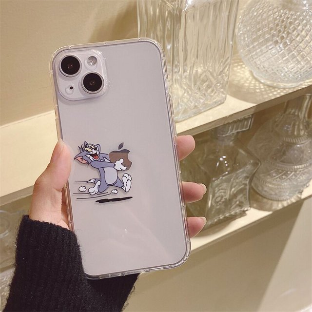 Funda de teléfono con diseño de gatos para IPhone, carcasa transparente de ratón para modelos 11, 12, 14, 13 Pro MAX, Mini, XR, XS Max, X, SE2, 7, 8, 14Plus